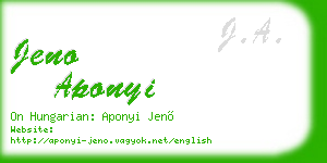 jeno aponyi business card