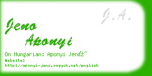 jeno aponyi business card